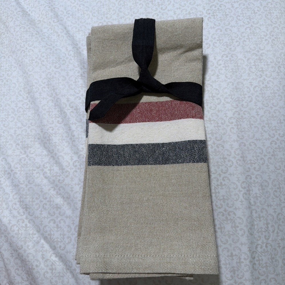 Pottery Barn Patriotic Stripe Guest Towels Set of 4 Holiday 15" X 22" NEW
